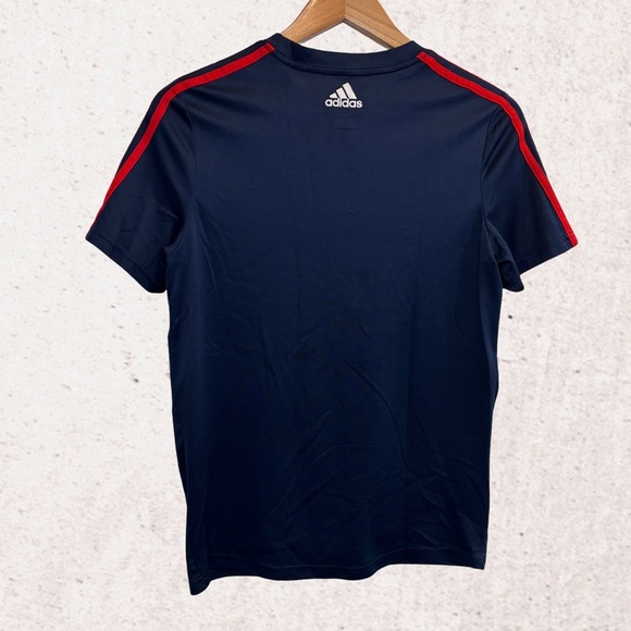 Adidas Blue and Red Short Sleeve Tee with Bold Logo - Picture 2 of 3